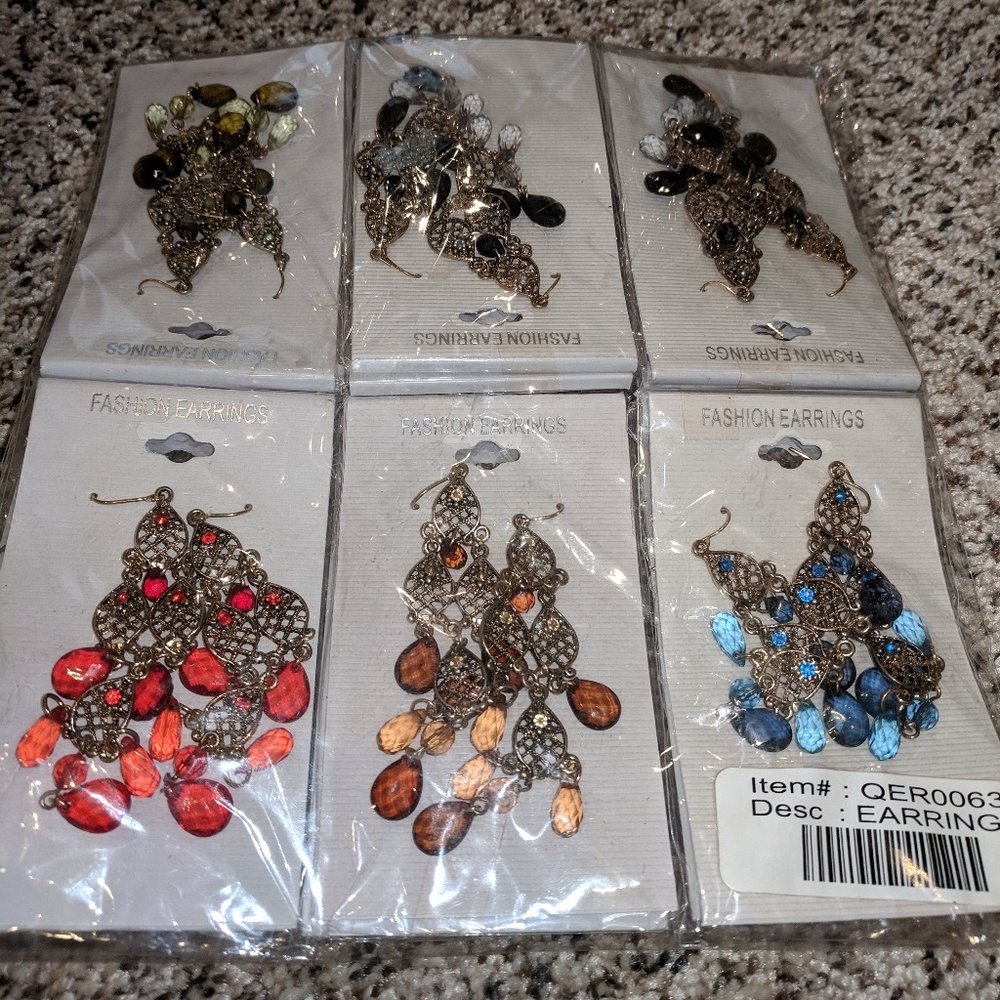 Bundle 12 carded dangle pierced earrings